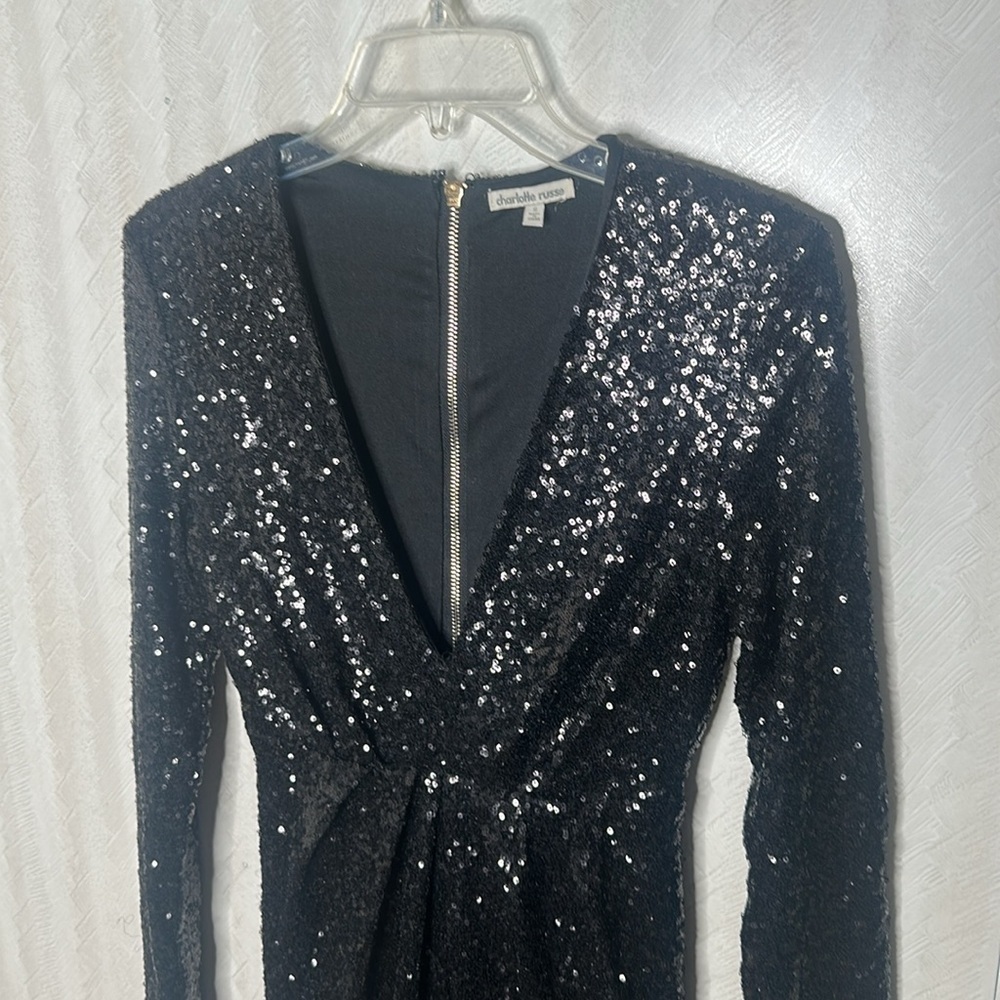 Charlotte Russe Emerald Sequin Long Sleeve Maxi Dress - Picture 3 of 8